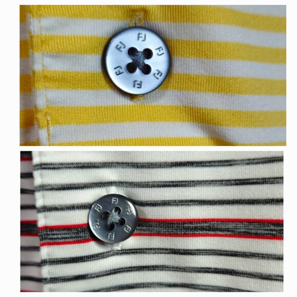 Footjoy FJ Shirt Lot Mens XL Red White - yellow Stripe Golf Performance Stretch - Picture 16 of 16